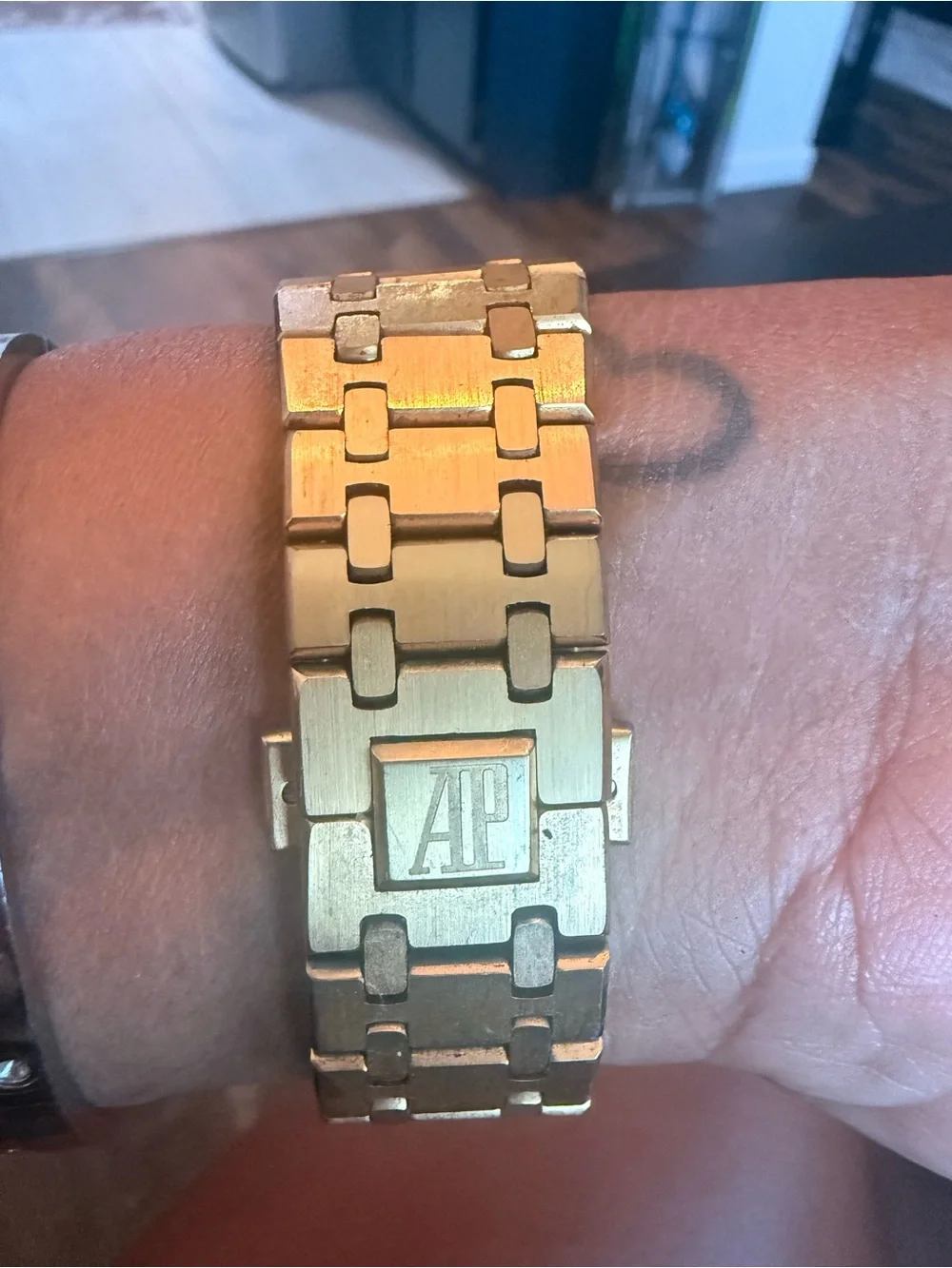 AP Similar Automatic Gold Chronograph Watch - Gold/Blue